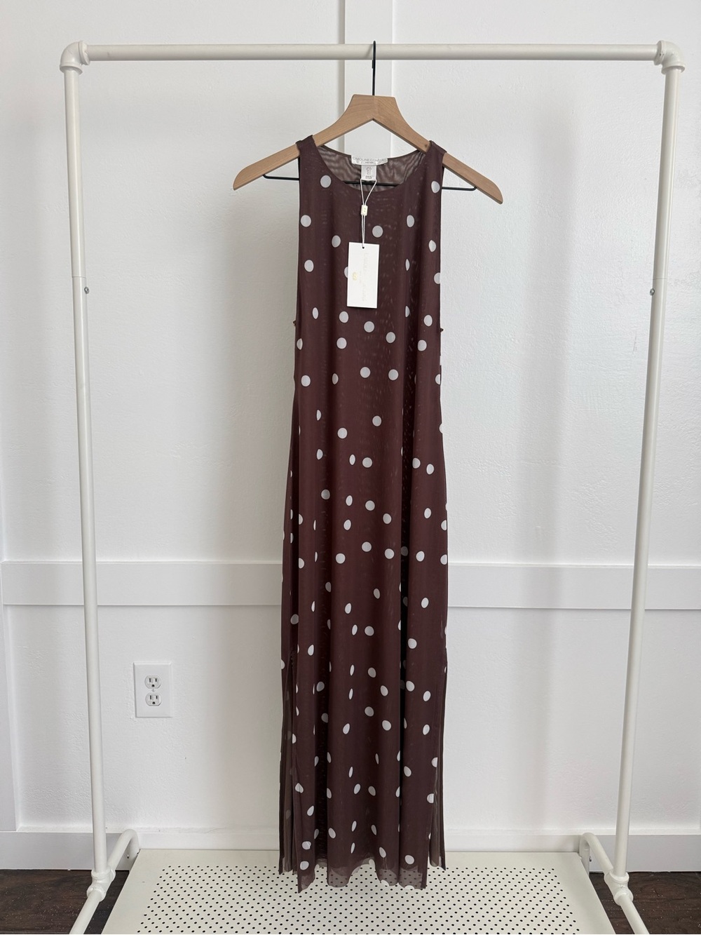 Caroline Constas Brown Polka Dot Maxi Dress